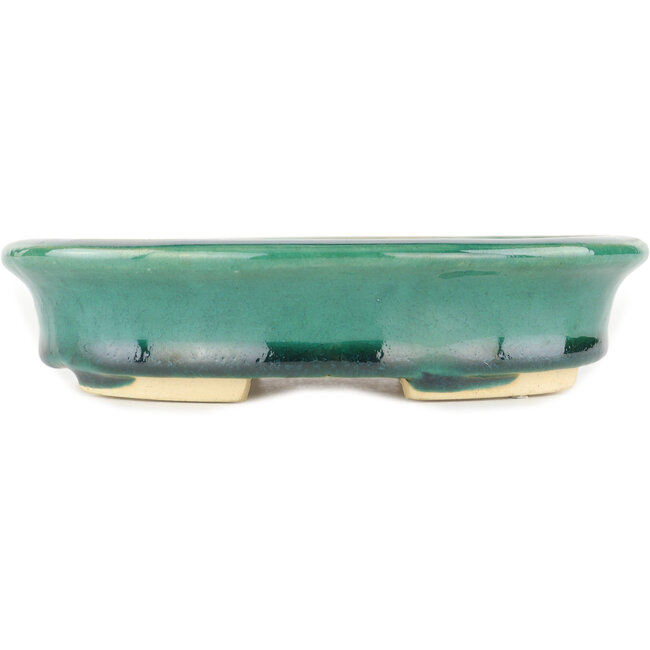 Ovaler grüner Bonsaitopf von Heian Kosen – 156 x 134 x 30 mm