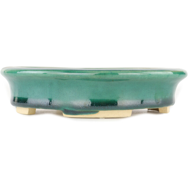 Ovaler grüner Bonsaitopf von Heian Kosen – 156 x 134 x 30 mm