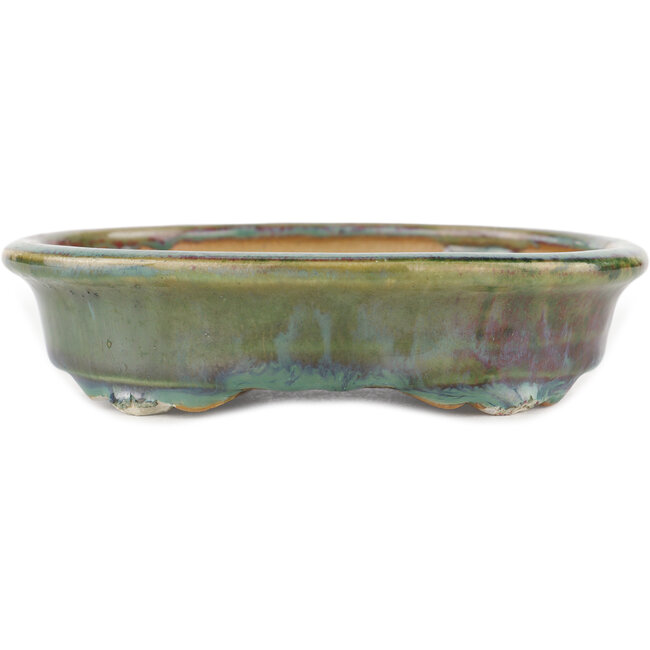 Oval multicolor bonsai pot by Heian Kosen - 150 x 131 x 32 mm