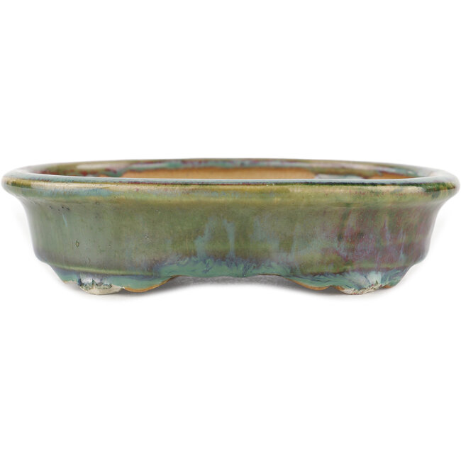 Pot à bonsaï ovale multicolore par Heian Kosen - 150 x 131 x 32 mm