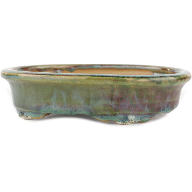 Ovaler mehrfarbiger Bonsaitopf von Heian Kosen – 150 x 131 x 32 mm
