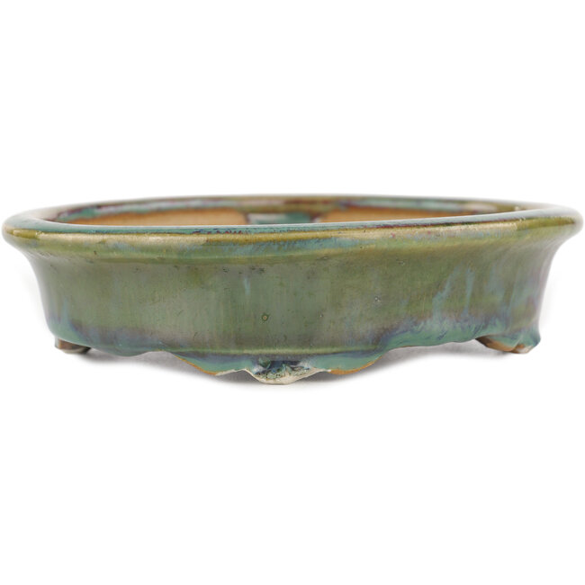 Ovaler mehrfarbiger Bonsaitopf von Heian Kosen – 150 x 131 x 32 mm