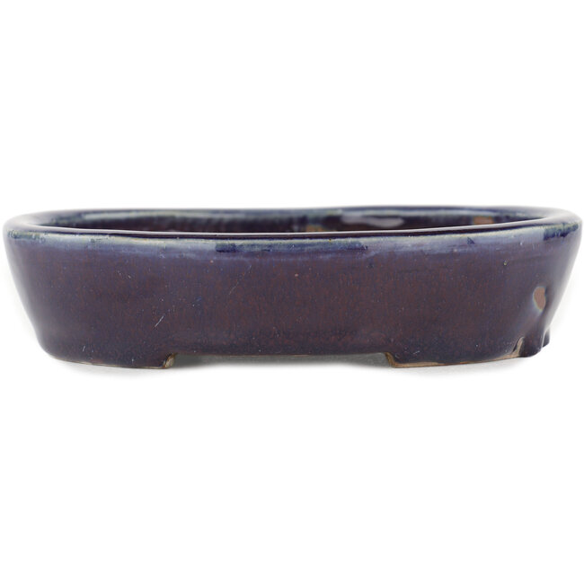 Oval blue bonsai pot by Heian Kosen - 164 x 138 x 34 mm