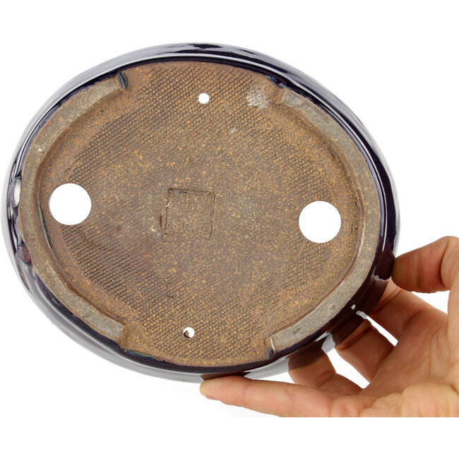 Ovale blauwe bonsaipot van Heian Kosen - 164 x 138 x 34 mm