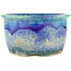 Round blue bonsai pot by Keiun Fukuda - 142 x 142 x 75 mm