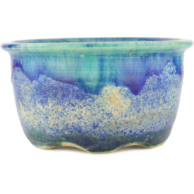 Pot à bonsaï rond bleu par Keiun Fukuda - 142 x 142 x 75 mm