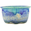 Round blue bonsai pot by Keiun Fukuda - 142 x 142 x 75 mm