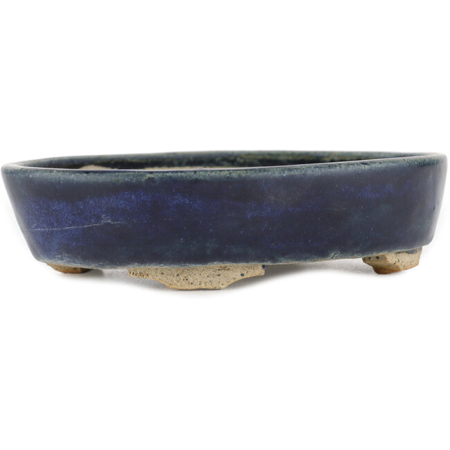 Pot à bonsaï ovale bleu par Echizen - 150 x 115 x 30 mm