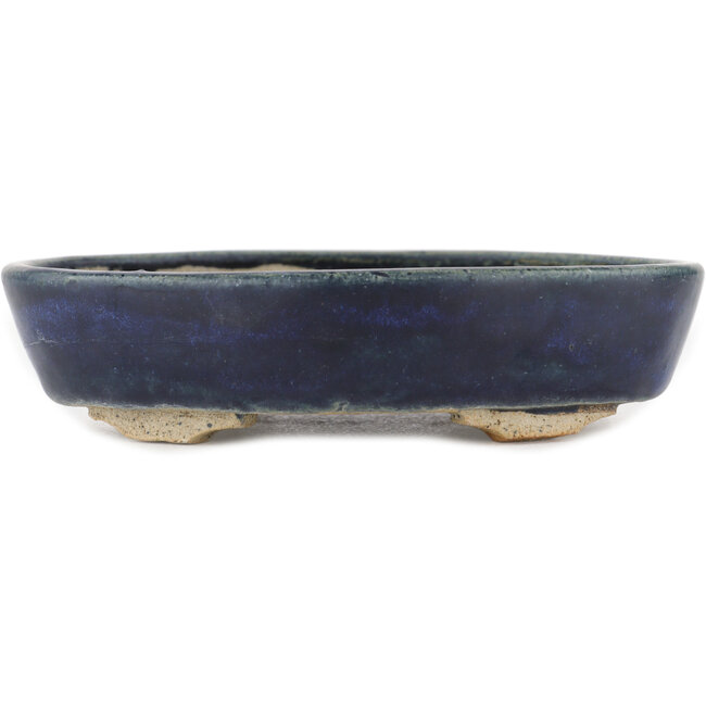 Ovale blauwe bonsaipot van Echizen - 150 x 115 x 30 mm