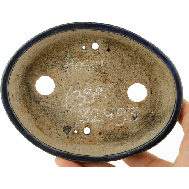 Vaso bonsai ovale blu di Echizen - 150 x 115 x 30 mm