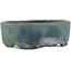 Oval green bonsai pot by Ino Shukuho - 140 x 112 x 44 mm