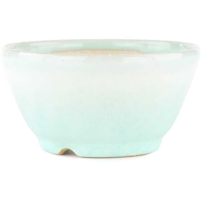 Round blue bonsai pot by Koyou - 112 x 112 x 55 mm