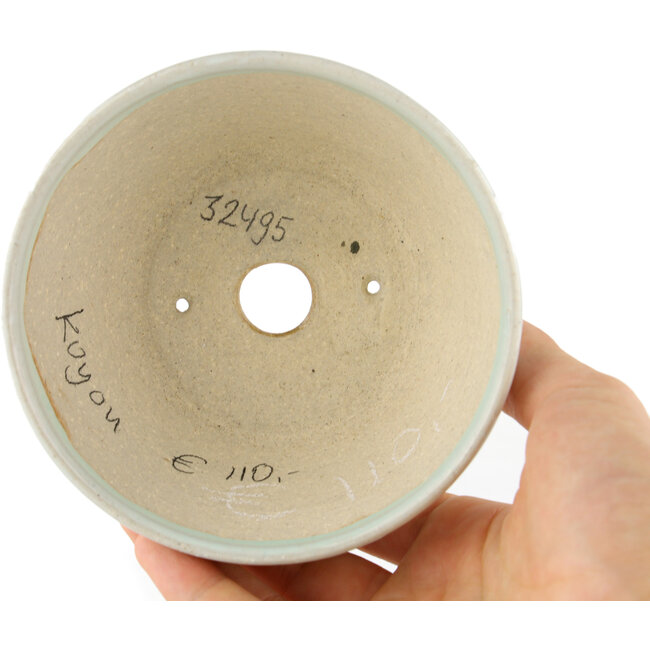 Round blue bonsai pot by Koyou - 112 x 112 x 55 mm