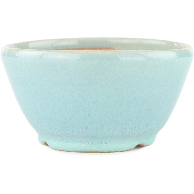 Ronde blauwe bonsaipot van Koyou - 116 x 116 x 60 mm