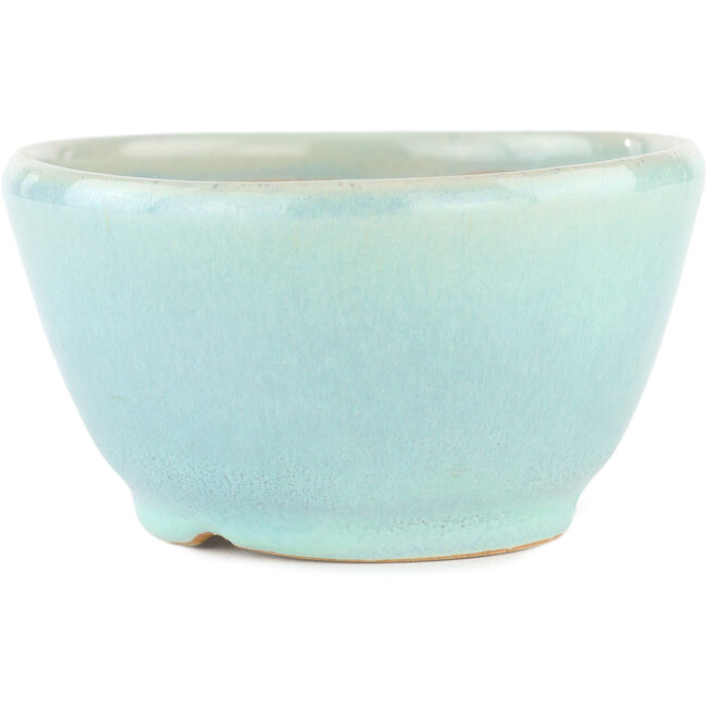 Round blue bonsai pot by Koyou - 116 x 116 x 60 mm