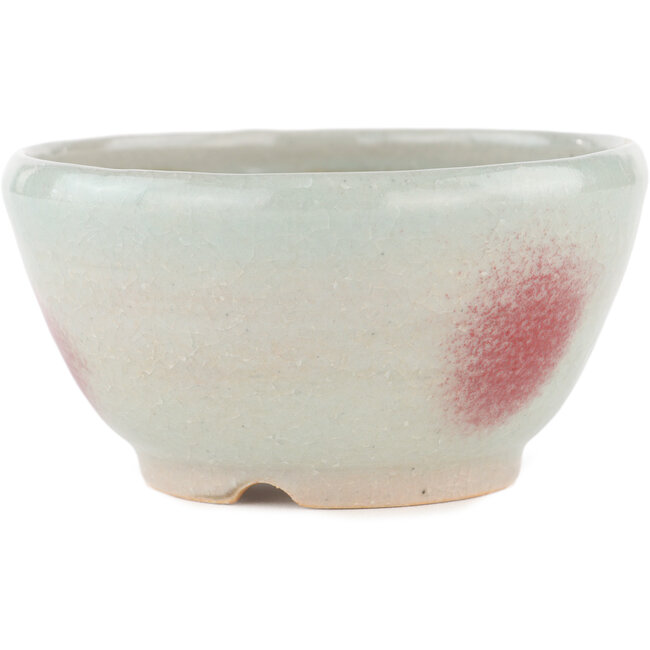 Round blue bonsai pot by Koyou - 112 x 112 x 60 mm