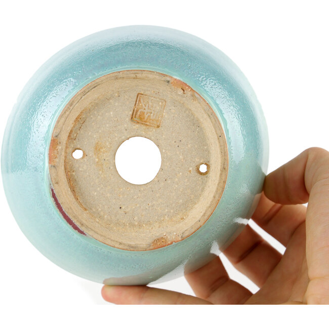 Pot à bonsaï rond bleu par Koyou - 116 x 116 x 60 mm