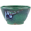 Round green bonsai pot by Koyou - 105 x 105 x 56 mm