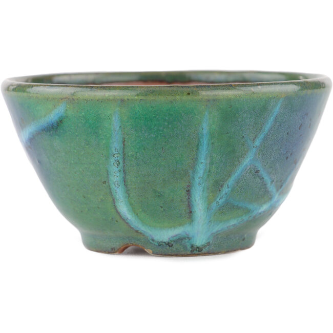 Vaso bonsai rotondo verde di Koyou - 105 x 105 x 56 mm