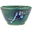 Round green bonsai pot by Koyou - 105 x 105 x 56 mm