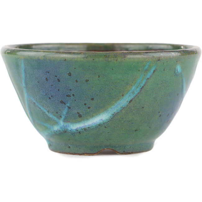 Pot à bonsaï rond vert par Koyou - 105 x 105 x 56 mm