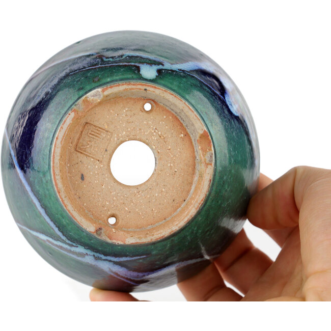 Runder grüner Bonsaitopf von Koyou – 105 x 105 x 56 mm