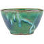 Round green bonsai pot by Koyou - 107 x 107 x 60 mm