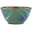 Round green bonsai pot by Koyou - 105 x 105 x 56 mm