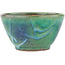 Round green bonsai pot by Koyou - 107 x 107 x 60 mm