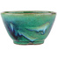 Round green bonsai pot by Koyou - 107 x 107 x 60 mm