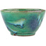 Round green bonsai pot by Koyou - 107 x 107 x 60 mm