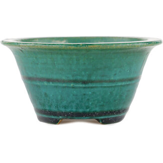 Koyo - Koichirou Aiba  125 mm  green bonsai pot by Koyou, Tokoname, Japan