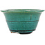 Round green bonsai pot by Koyou - 125 x 125 x 60 mm