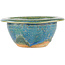 Round blue bonsai pot by Koyou - 130 x 130 x 55 mm