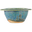 Round blue bonsai pot by Koyou - 130 x 130 x 55 mm