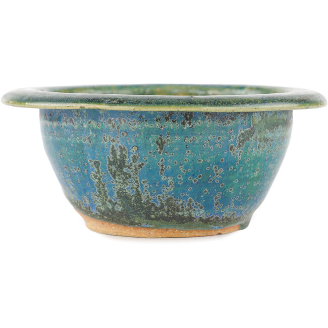 Runder blauer Bonsaitopf von Koyou – 130 x 130 x 55 mm