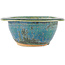 Round blue bonsai pot by Koyou - 130 x 130 x 55 mm