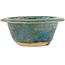 Round blue bonsai pot by Koyou - 142 x 142 x 60 mm