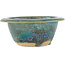 Round blue bonsai pot by Koyou - 142 x 142 x 60 mm