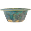 Round blue bonsai pot by Koyou - 142 x 142 x 60 mm