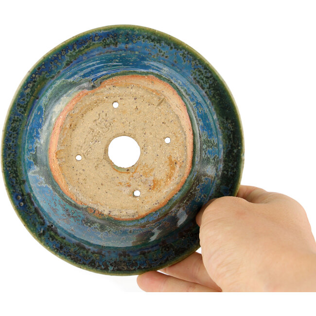 Vaso bonsai rotondo blu di Koyou - 130 x 130 x 55 mm