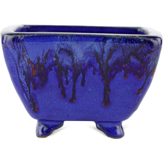 Square blue bonsai pot - 125 x 125 x 85 mm