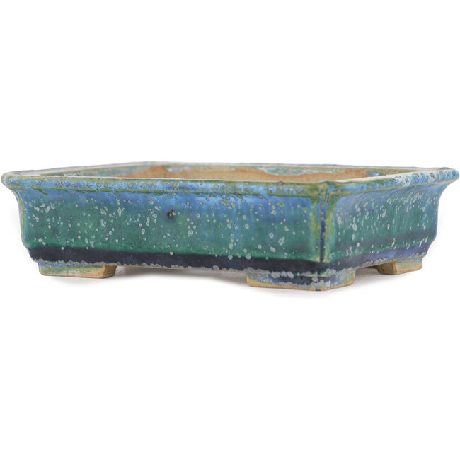 Rechteckiger blauer Bonsaitopf von Koyou – 133 x 100 x 31 mm