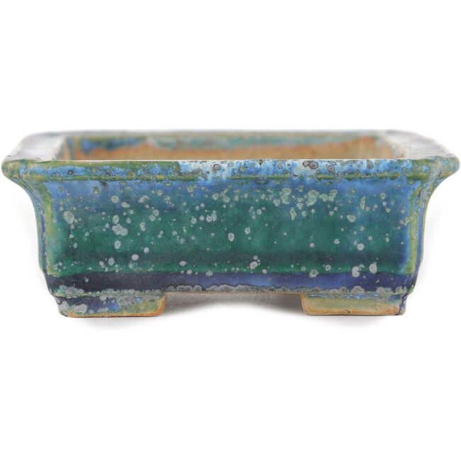 Rectangular blue bonsai pot by Koyou - 133 x 100 x 31 mm