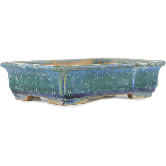 Pot à bonsaï rectangulaire bleu par Koyou - 133 x 100 x 31 mm