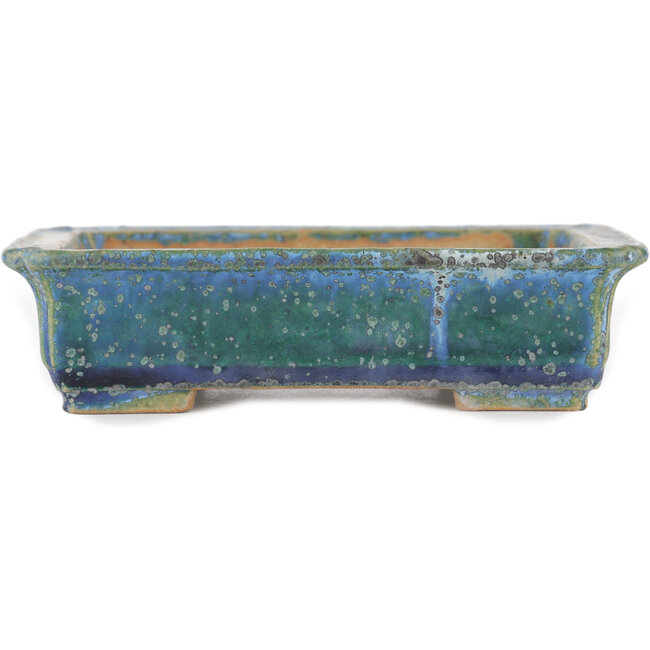 Rectangular blue bonsai pot by Koyou - 133 x 100 x 31 mm
