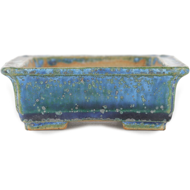 Pot à bonsaï rectangulaire bleu par Koyou - 133 x 100 x 31 mm