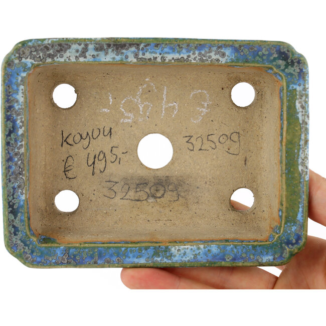 Rechteckiger blauer Bonsaitopf von Koyou – 133 x 100 x 31 mm