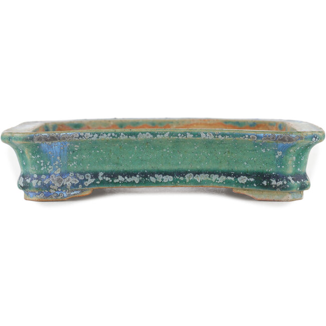 Rectangular green bonsai pot by Koyou - 166 x 118 x 32 mm