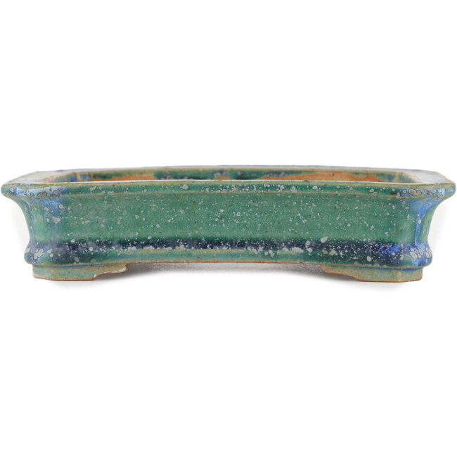 Rectangular green bonsai pot by Koyou - 166 x 118 x 32 mm